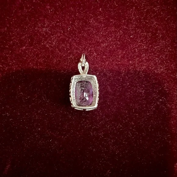 Amethyst & Diamond Halo Pendant